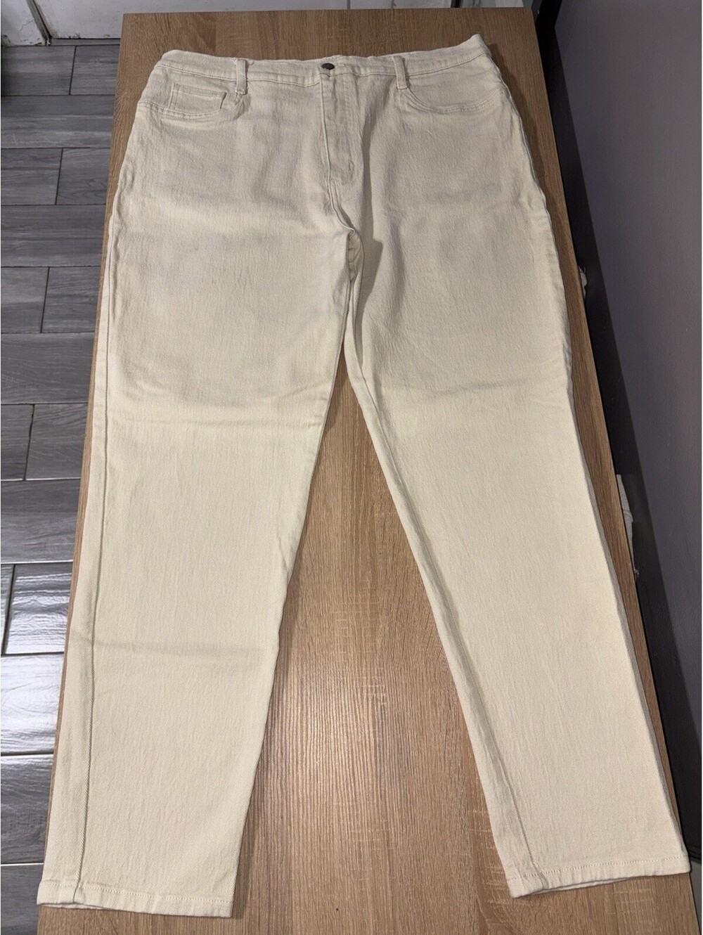 Vintage 90s Watch LA Jeans Womens 21-22 Ivory Cream High Rise USA Made Stretch